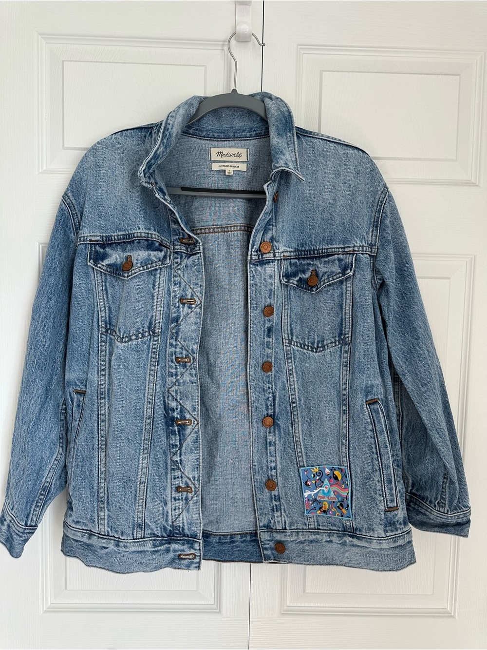 Madewell Oversized Trucker Jacket Custom Pink Floyd Cali Patch S